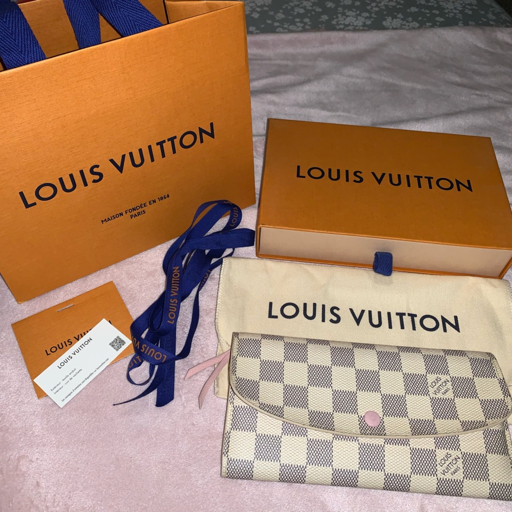 Louis Vuitton Damier Azur Pink Button Emilie Wallet